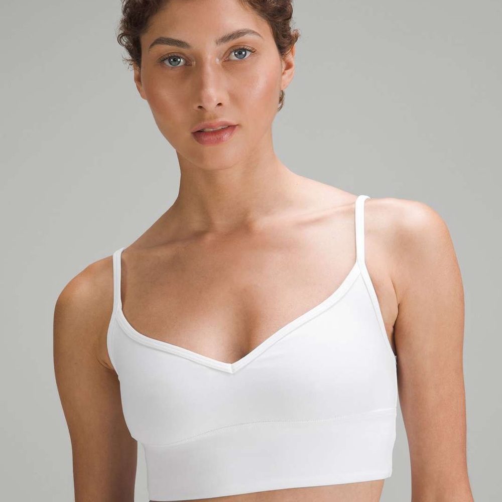 lululemon athletica Seamless White V-Neck Light Support Sports Bra